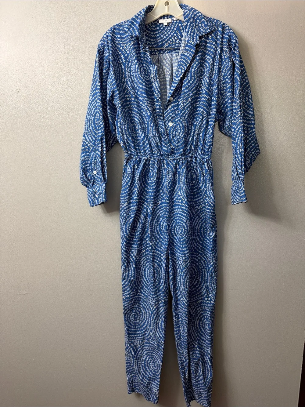 Rhode Women's Blue and White belted pouch Jumpsuit Size XS